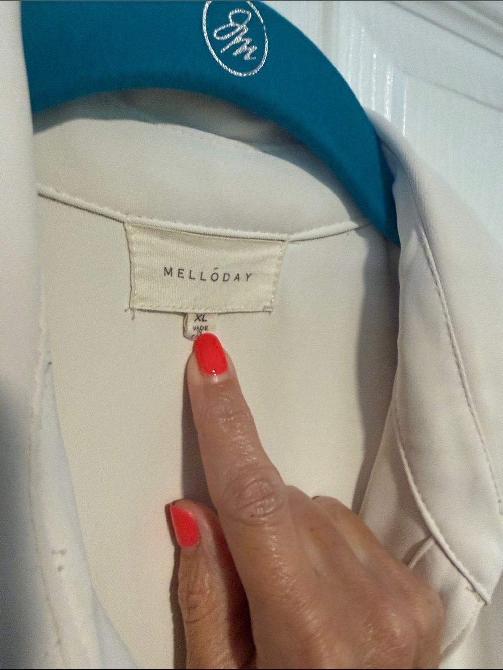 Melloday Neutral Cream Collared Blouse XL - Picture 2 of 4